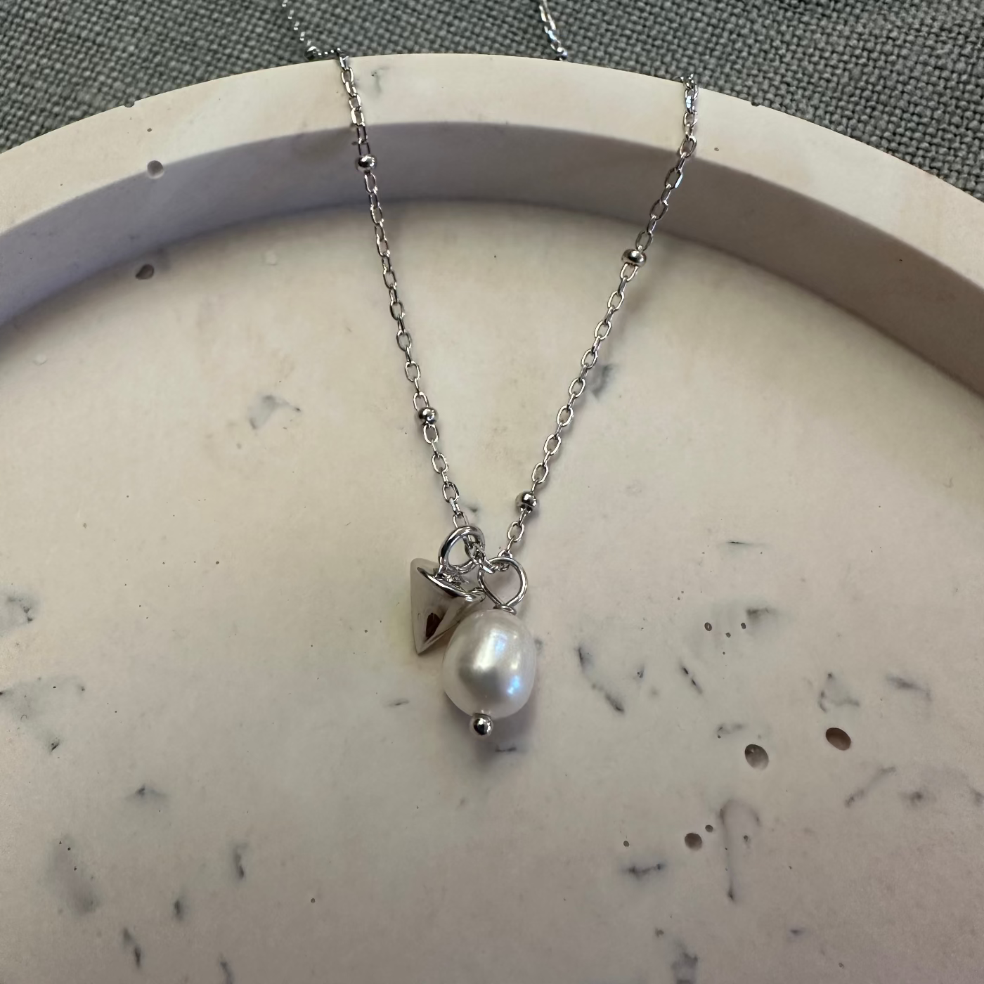 Cone Charm and Freshwater Pearl Necklace