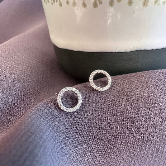 Pave Circle Stud Earrings