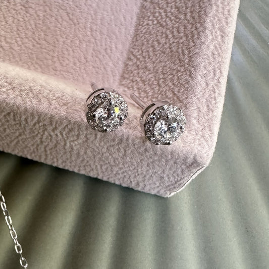 Halo Gemstone Stud Earrings