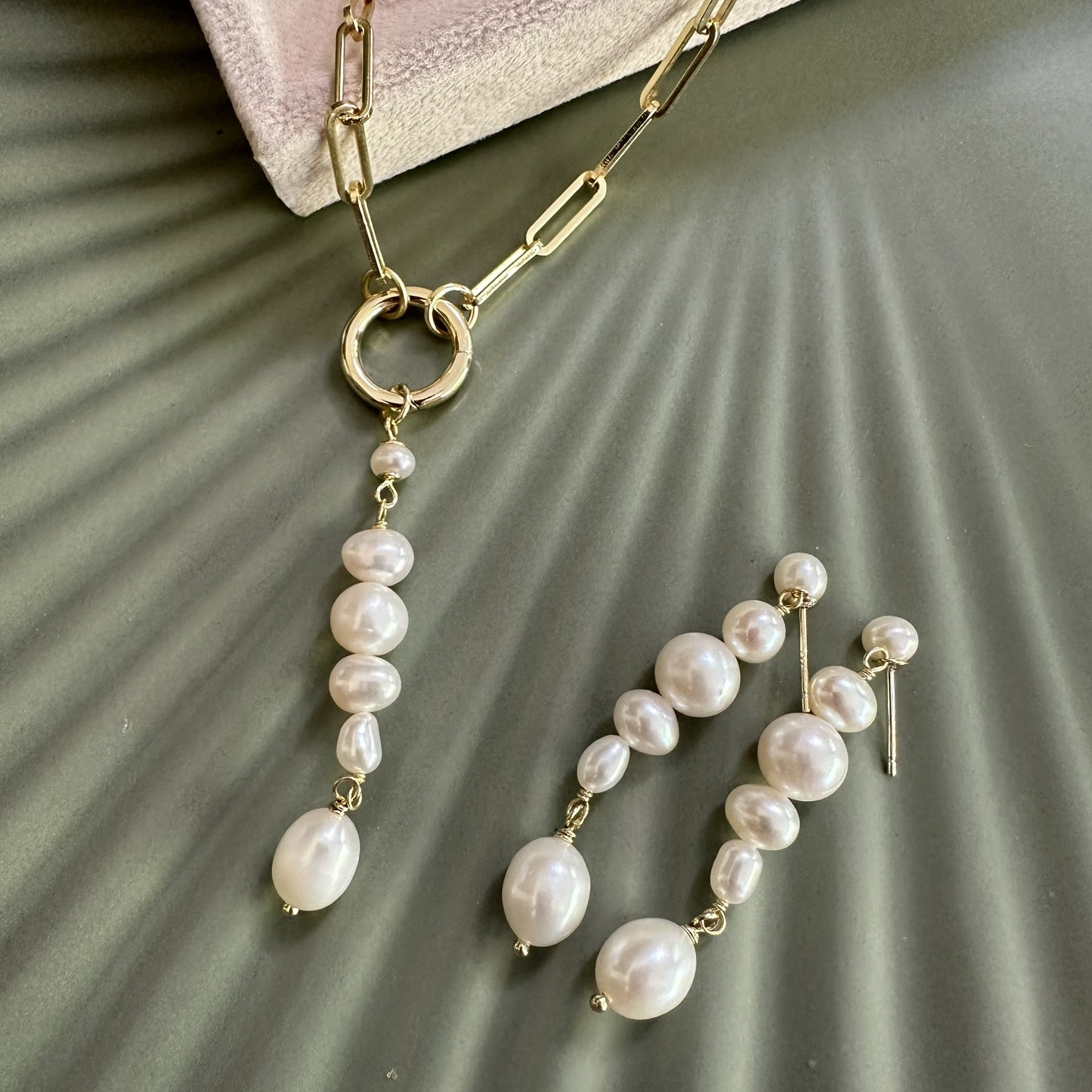 Modern Multi Pearl Drop Earrings