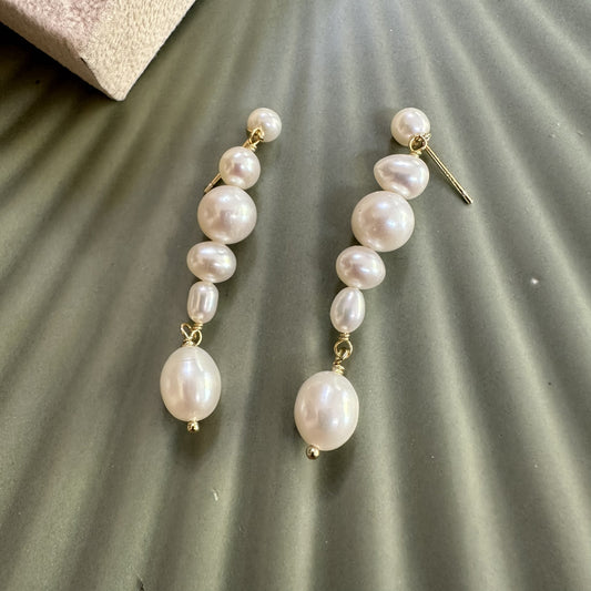 Modern Multi Pearl Drop Earrings