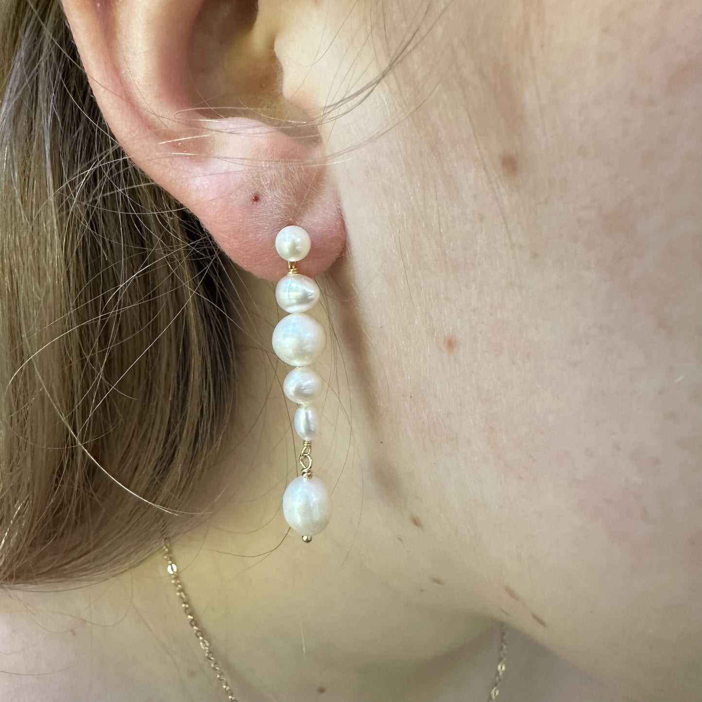 Modern Multi Pearl Drop Earrings