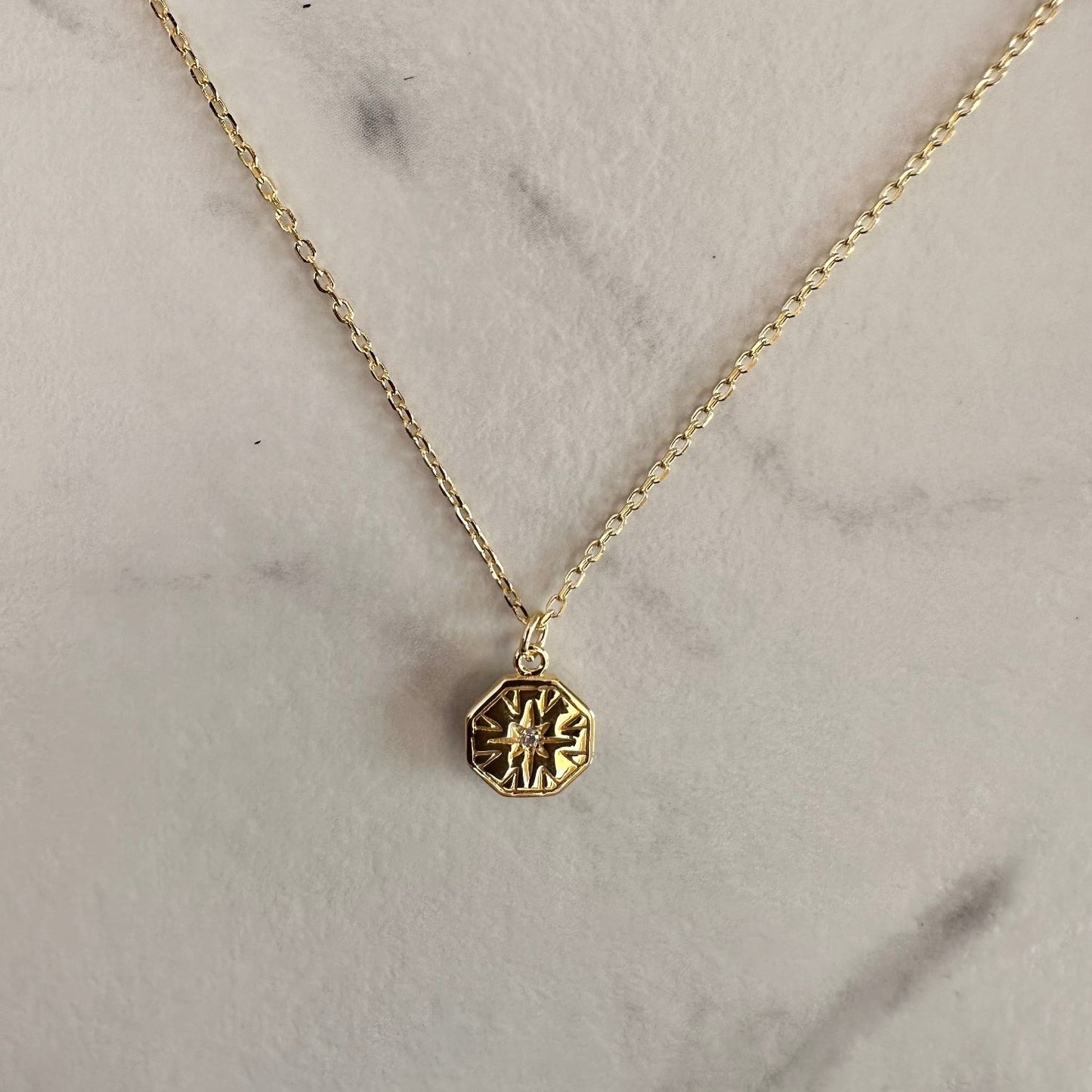 Hexagon Charm Pendant Necklace