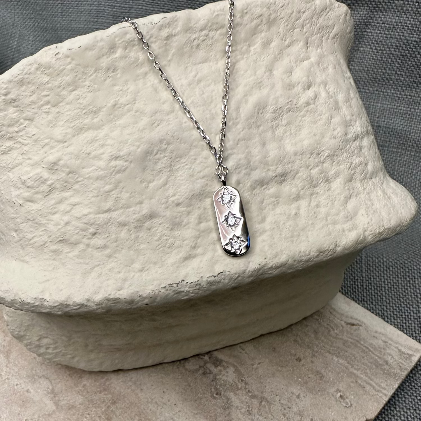 Trio Gemstone Token Necklace