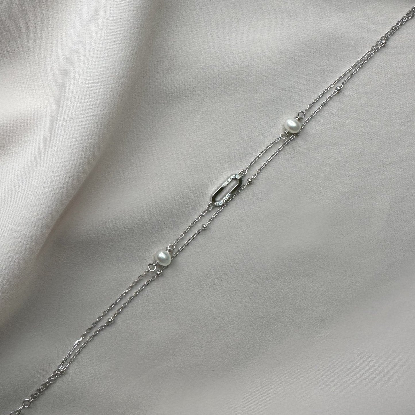 Oval Pave Gemstone Sterling Silver Bracelet