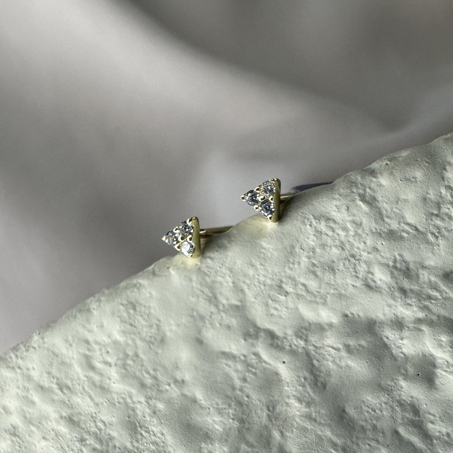 Aurae Mini Triangle Gemstone Earrings