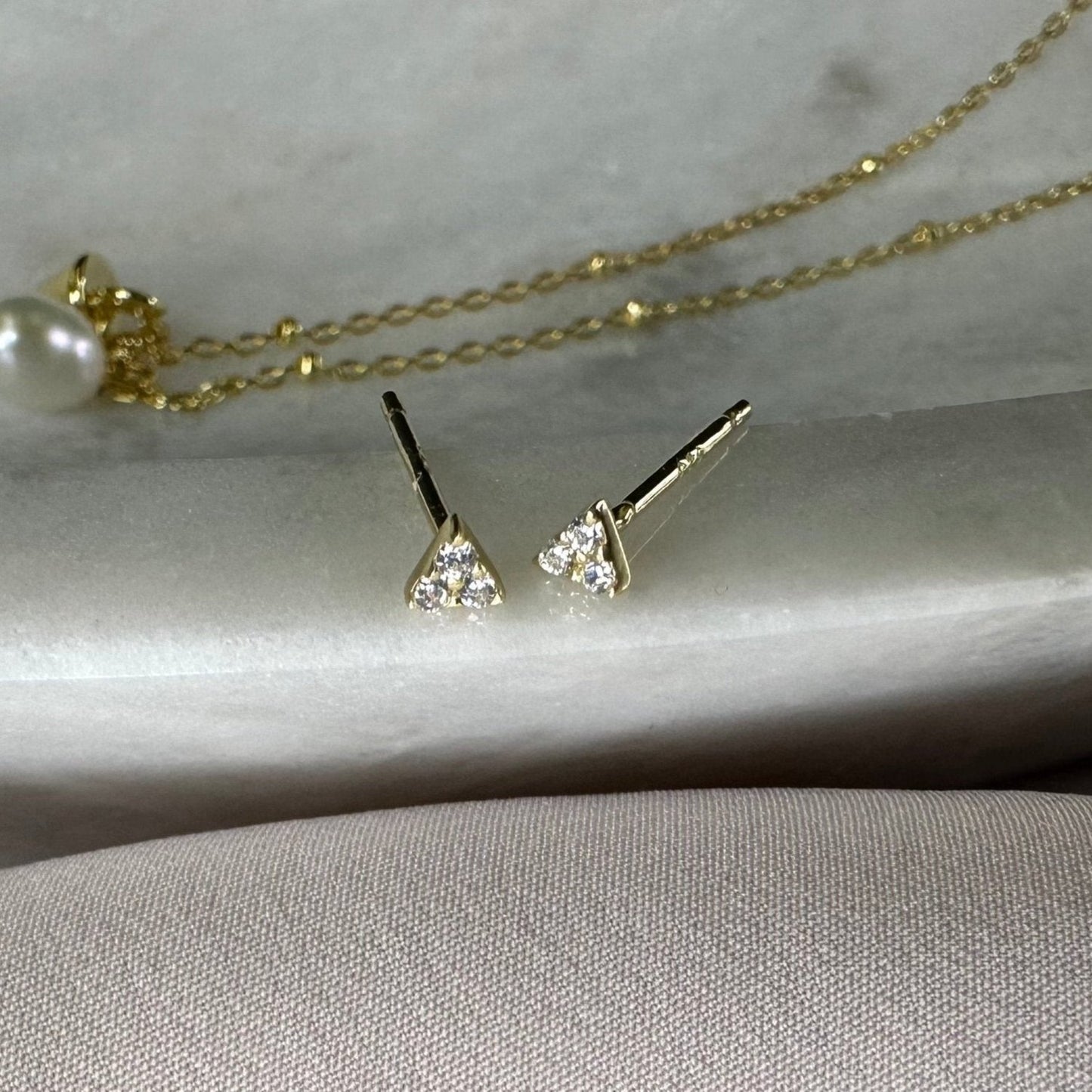 Aurae Mini Triangle Gemstone Earrings