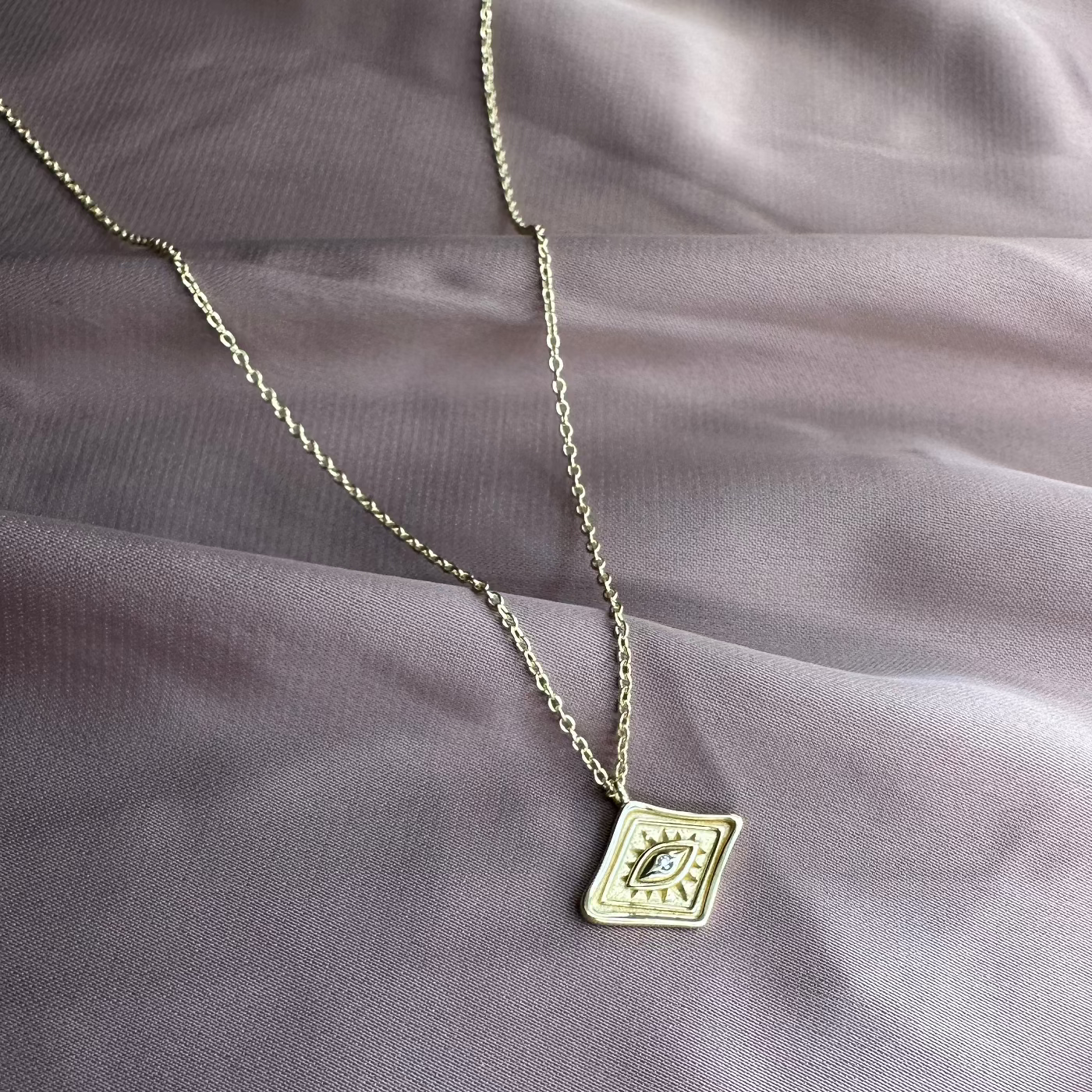 Flare Diamond Pendant with Gemstone