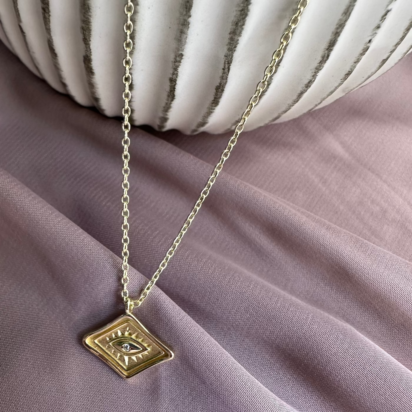 Flare Diamond Pendant with Gemstone