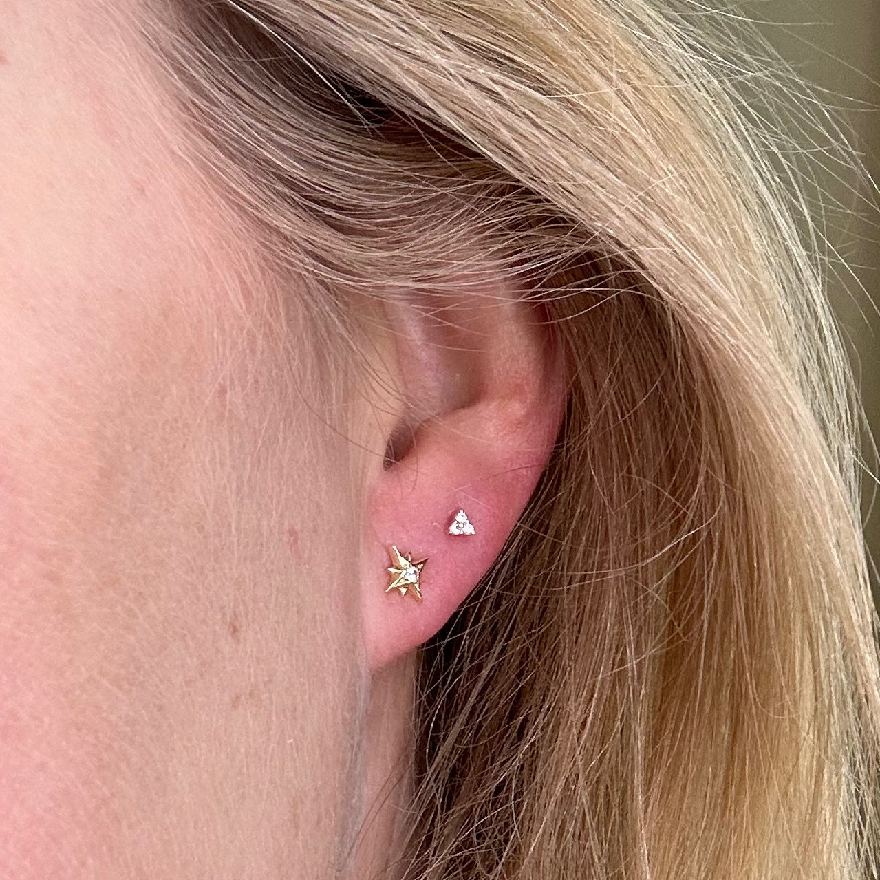 Aurae Mini Triangle Gemstone Earrings