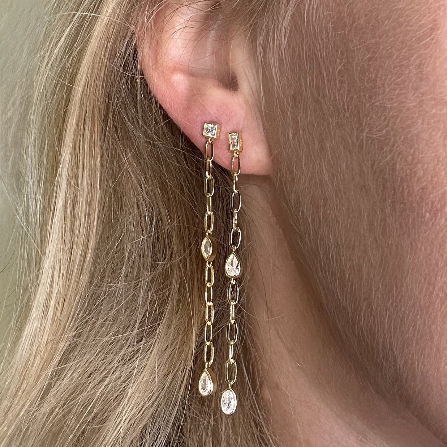 Asymmetric Gemstone Drop Earrings