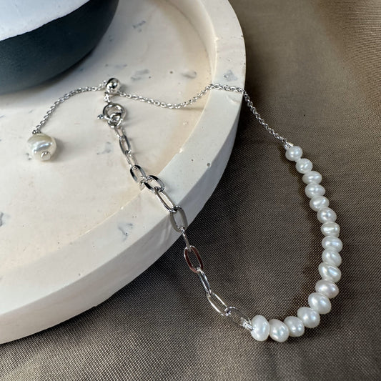 Adjustable Slider Freshwater Pearl Bracelet